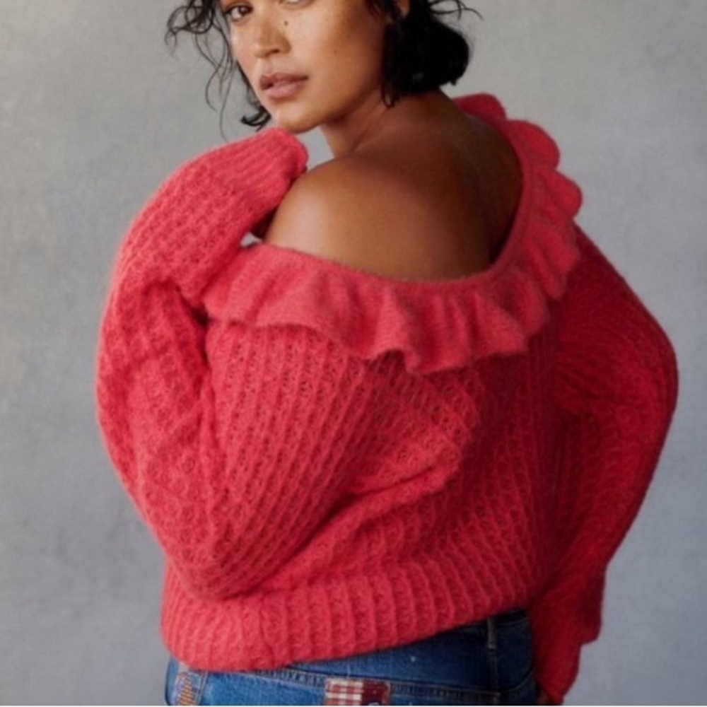 Anthropologie Ruffled Boat Neck Sweater - Picture 3 of 6